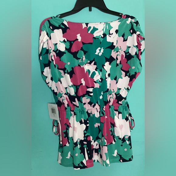 Ellen Tracy Floral Drawstring Top Size Medium NWT - Picture 4 of 11